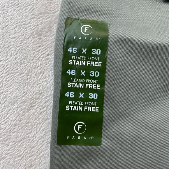 NWT Farah Men Dress Pants Size 46x30 Khaki Stain Free Performance Straight Green - Picture 13 of 16